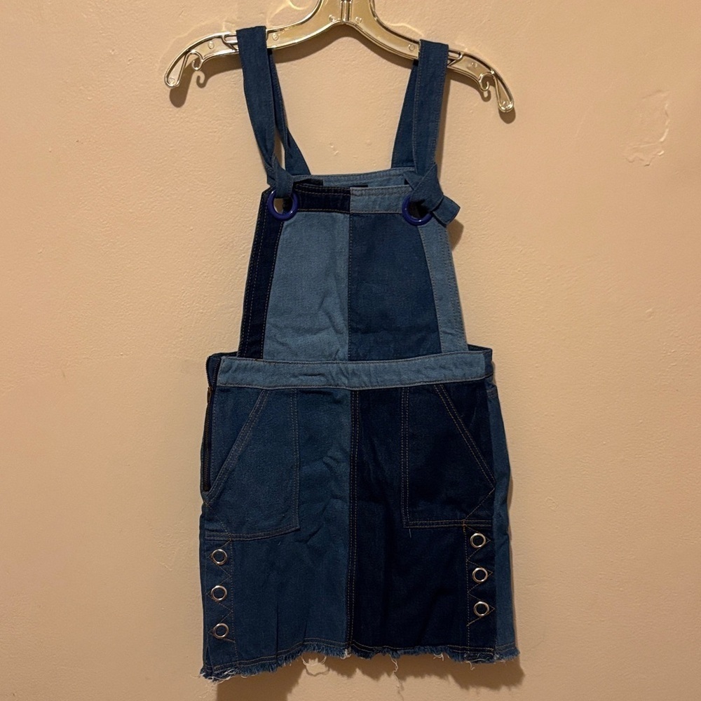 Chic Women's Denim Patchwork Overall Dress